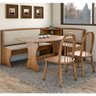 Conjunto Canto Alemão Mesa com 2 Cadeiras Para Cozinha Sala De Jantar Madeira Taeda Champagne - 4
