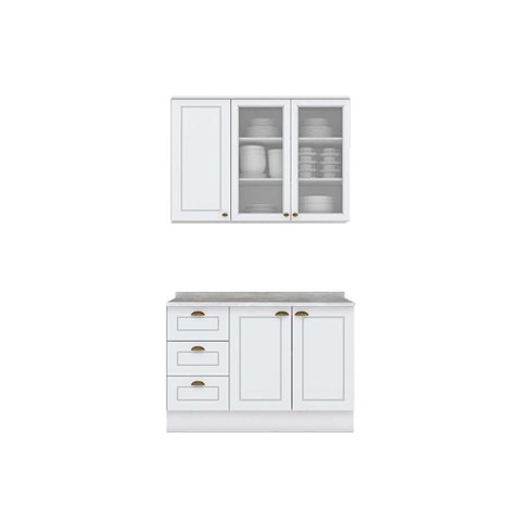 Cozinha Modulada Henn Americana 3 Peças (1aéreo+1balcão+1complemento) Cz125 Branco-henn