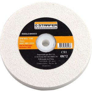 Rebolo Branco Reto de Afiar 6" x 1" Grão 80 - Starfer