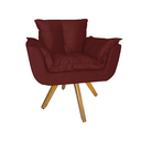 Ver imagem 3 de Kit 2 Poltrona Decorativa Base Giratória De Madeira Quarto Opala Suede Vermelho Bordô - LM DECOR