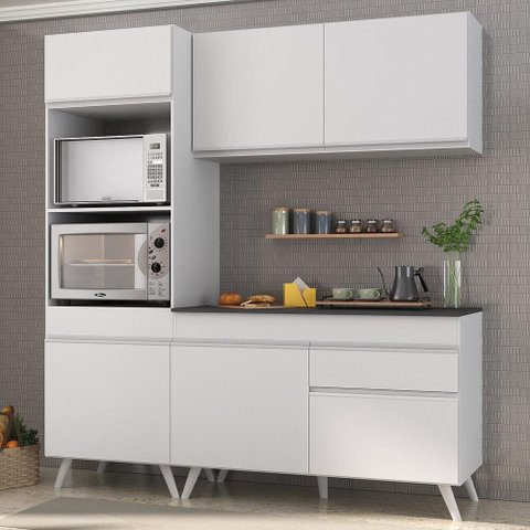 Armário de Cozinha Compacta 182cm Veneza Multimóveis V3694 Branco