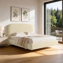 Ver imagem 1 de Cama Casal Flutuante com Cabeceira 140cm Aura W01 Linho Bege - Lyam Decor