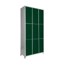 Ver imagem 1 de Armário Roupeiro de Aço Vestiário Academia 9 Portas Verde Escuro com Chave