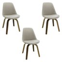 Ver imagem 1 de Kit 3 Cadeiras Decorativas Sala e Escritório Softline Linho Bege