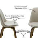 Ver imagem 3 de Kit 5 Cadeiras Decorativas Sala e Escritório Softline Linho Bege