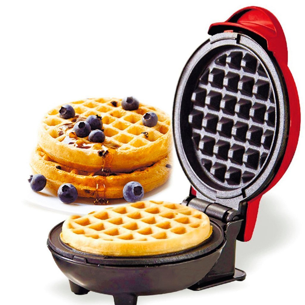 Mini Máquina de Waffles Doce e Salgado 110v 350w Vermelho