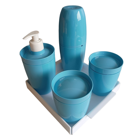 Kit de Banheiro Completo Porta Escovas com Bandeja