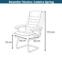 Ver imagem 6 de Cadeira Escritório Fixa Presidente Spring Oslo Domann Design Assento PU Preto Base Metal