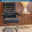 Ver imagem 5 de Cadeira Escritório Fixa Presidente Spring Oslo Domann Design Assento PU Preto Base Metal