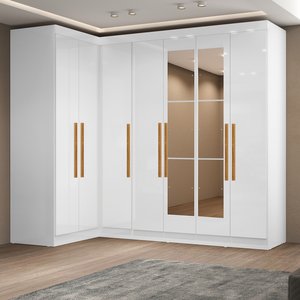 Modulo 2 Canto com Puxador Mdf e Espelho Paris