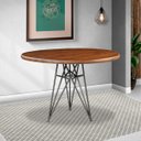 Ver imagem 5 de Mesa Sala de Jantar Cozinha Monary Redonda 110cm Grafite Madeira Maciça Rustic Brown - Gran Belo