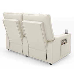 Poltrona do Papai Reclinável Cinema 2 Lugares Manual Baú Usb Haifa F05 Veludo Bege - Lyam Decor - 7
