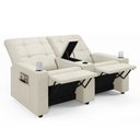 Ver imagem 1 de Poltrona do Papai Reclinável Cinema 2 Lugares Manual Baú Usb Haifa F05 Veludo Bege - Lyam Decor