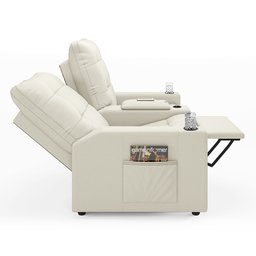 Poltrona do Papai Reclinável Cinema 2 Lugares Manual Baú Usb Haifa F05 Veludo Bege - Lyam Decor - 6