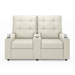 Poltrona do Papai Reclinável Cinema 2 Lugares Manual Baú Usb Haifa F05 Veludo Bege - Lyam Decor - 3