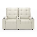 Ver imagem 3 de Poltrona do Papai Reclinável Cinema 2 Lugares Manual Baú Usb Haifa F05 Veludo Bege - Lyam Decor