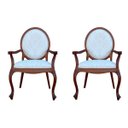 Ver imagem 1 de Kit 2 Poltronas Decorativas Base Madeira Maciça Adrie Sarja Bege/Imbuia - Gran Belo