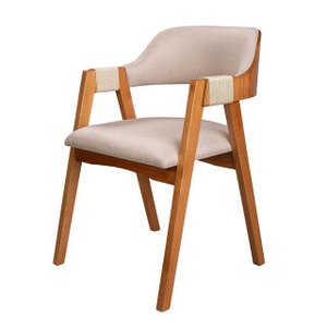 Cadeira com Braço Lorena em Madeira Maciça Estofado em Linho