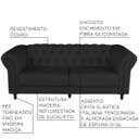 Ver imagem 2 de Jogo de Sofá 2 e 3 Lugares Sala de Estar Bérgamo Couro Preto - Gran Belo