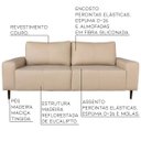 Ver imagem 2 de Sofá 03 Lugares Sala de Estar Recepção 240cm Bipartido Brad Couro Bege G58 - Gran Belo