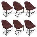 Ver imagem 1 de Kit 06 Cadeiras Poltrona de Jantar Bela Suede Marsala Base Metálica Industrial Preto - Pallazio