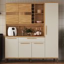 Ver imagem 2 de Cozinha Compacta Touriga 6 Portas 1 Gaveta 100% Mdf com Vidro Amêndoa/off White - Rio Doce
