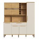Ver imagem 1 de Cozinha Compacta Touriga 6 Portas 1 Gaveta 100% Mdf com Vidro Amêndoa/off White - Rio Doce