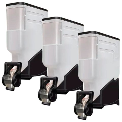 3 Módulos Dispenser Avulso 35 Litros ou 15 Kilos Armazenamento Ração Grãos Cereal Preto Plast Penser