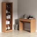 Ver imagem 2 de Kit Escritório Home Office com Mesa Gaveta e Estante Am Cor:amêndoa
