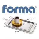Ver imagem 2 de Bandeja para Cafézinho Retangular Aço Inox 30x17 Cm Café Chá