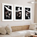 Ver imagem 1 de Kit 3 Quadros Grandes Dama 60x48cm:moldura Branca