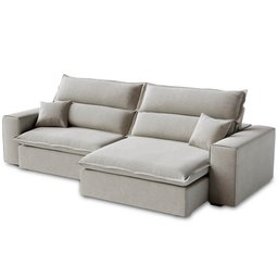 Sofá Retrátil e Reclinável Milano Linho Bege Claro 210cm Fabrispuma - 1