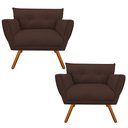 Ver imagem 1 de Kit 02 Poltronas Anitta Suede Marrom Pés Palito Castanho
