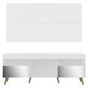 Ver imagem 3 de Rack Com Painel Tv 65" Retrô Com Espelho Flórida Multimóveis V3138 Branco/Natural Branco/Natural