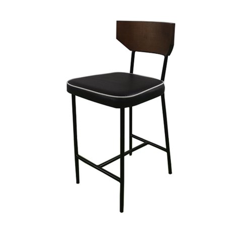 Banqueta New York Industrial Imbuia Baixa - Pu Preto PSG