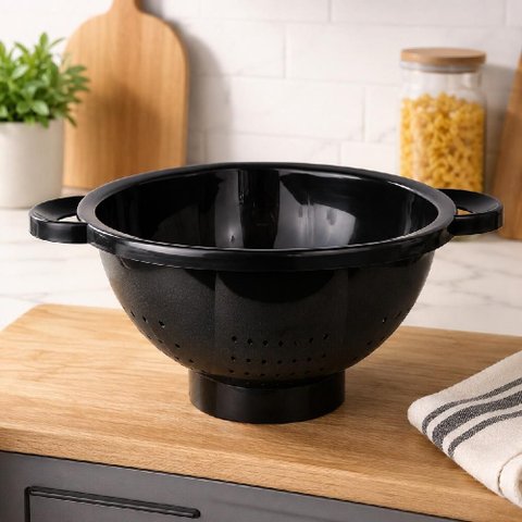Escorredor Redondo Multiuso Base Lavador Secador Frutas Legumes Cozinha Preto