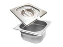 Ver imagem 1 de CONJ 12 CUBAS Gastronômicas Em INOX GN 1/6x65 mm 1 Litro + 12 TAMPAS 1/6 Em INOX Com ABERTURA Para C