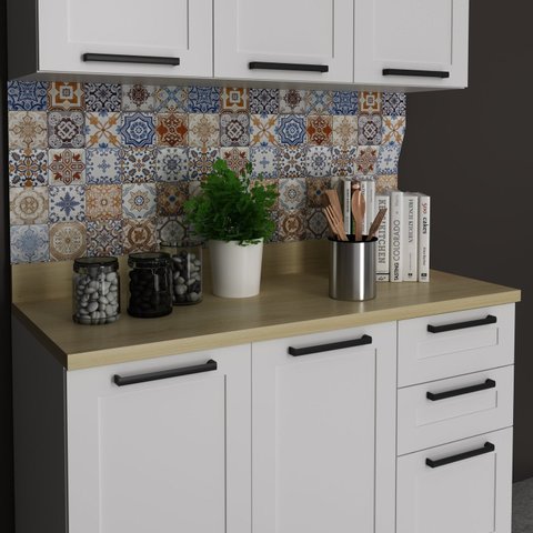 Tampo para Balcão 120cm TM1326 MDF Grazi Bege/Carvalho Tropical
