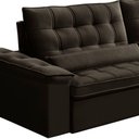 Ver imagem 4 de Sofá Retrátil Reclinável para Sala 4 Lugares 290cm Maresi F04 Veludo Marrom Escuro - Lyam Decor