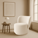 Ver imagem 3 de Poltrona Orgânica Redonda Bouclé Bege Luxo Moderna Confortavel Design P/ Sala Espera Recepção Hall