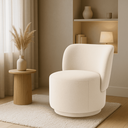 Ver imagem 2 de Poltrona Orgânica Redonda Bouclé Bege Luxo Moderna Confortavel Design P/ Sala Espera Recepção Hall