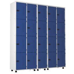 Armário Roupeiro Aço 20 Portas Academia Guarda Volume Trinco Azul - 1