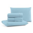 Ver imagem 1 de Jogo Cama Lençol Bali Casal Padrão Percal 180 Fios 100% Algodão Ponto Palito 4 Peças - Azul