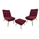 Ver imagem 1 de Kit 02 Poltronas e 01 Puff Costela Suede Marsala