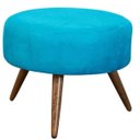 Ver imagem 2 de Kit 2 Puffs Banqueta Redondo Classic Suede Azul Turquesa - Sa Móveis