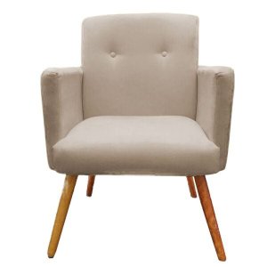 Poltrona Decorativa Pés Palito Nina Plus Suede Bege - SA Móveis