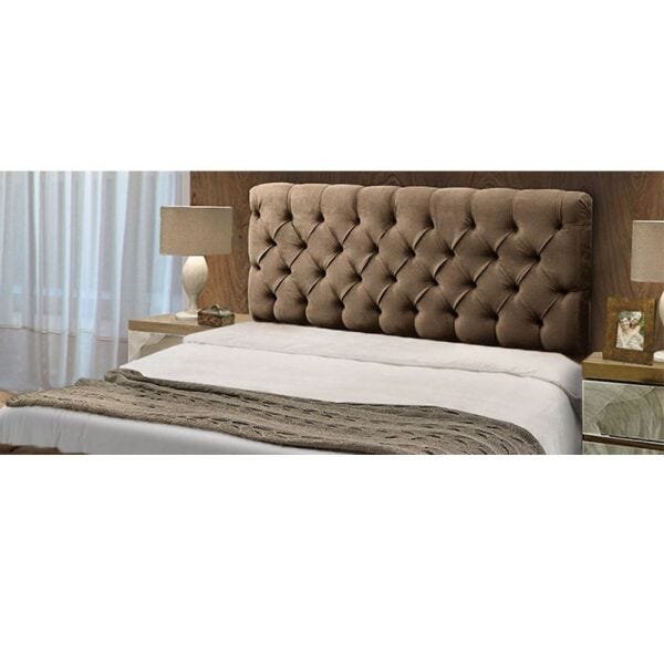 Cabeceira Casal Queen 160cm Para Cama Box Sofia Suede Marrom - SA Móveis - 2