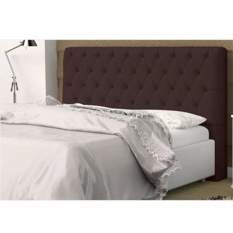 Cabeceira Casal Queen 160 Cm Para Cama Box Lady Suede Marrom - SA Móveis
