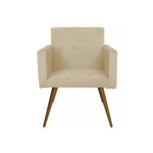 Poltrona Decorativa Pés Palito Nina Suede Bege - SA Móveis