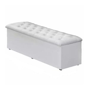 Calçadeira Recamier Baú Casal 140cm Sofia Corino Branco